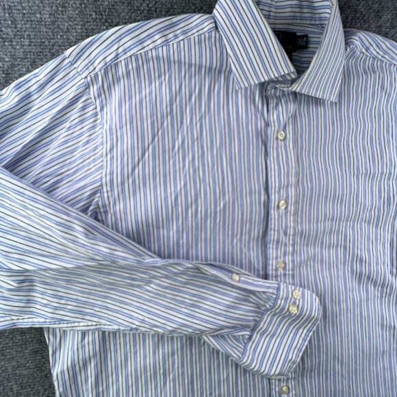 Polo Ralph Lauren Button Up Regent Classic Fit Striped Blue White 16.5 34/35 - Picture 11 of 12